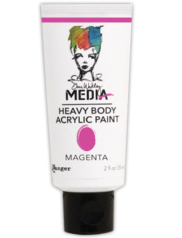 Embellishments: Dina Wakley Media Heavy Body Acrylic Paint-Magenta, 2oz tube
