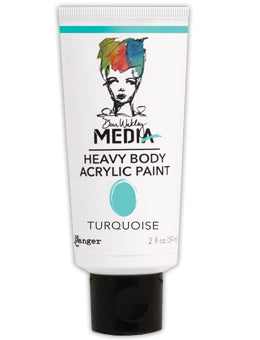 Embellishments: Dina Wakley Media Heavy Body Acrylic Paint-Turquoise, 2oz tube
