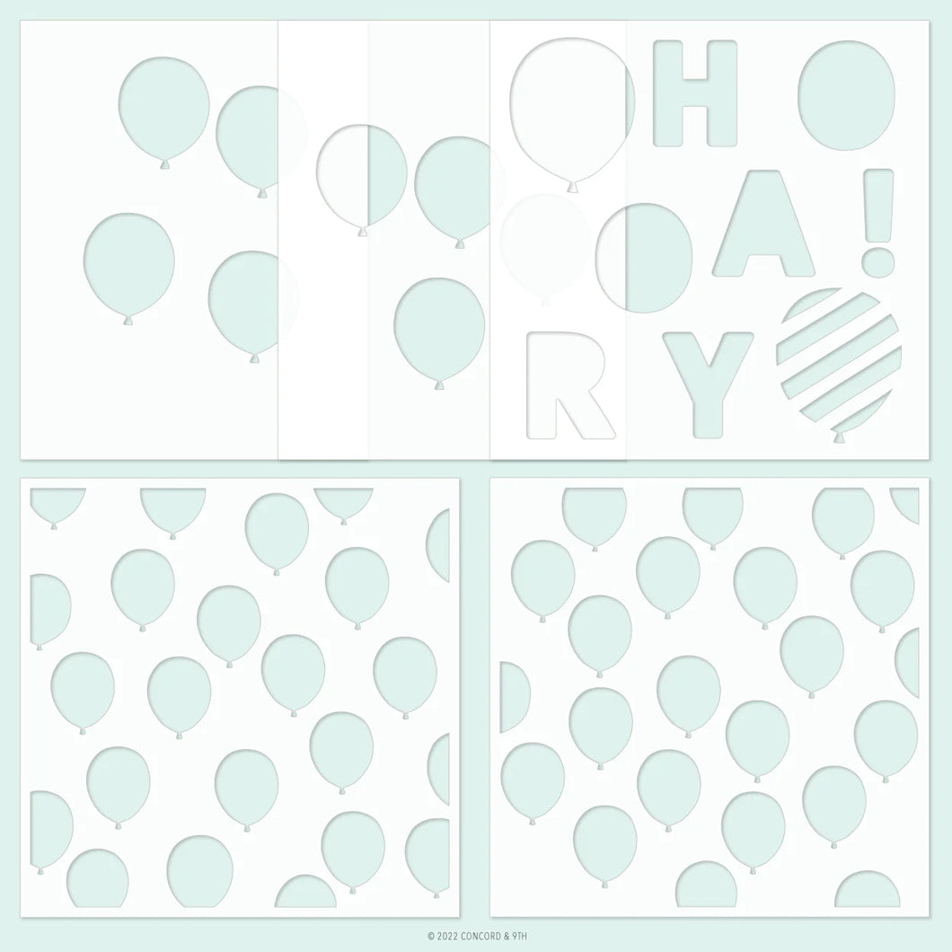 Stencils: Concord & 9th-Bunch of Balloons Stencil Pack