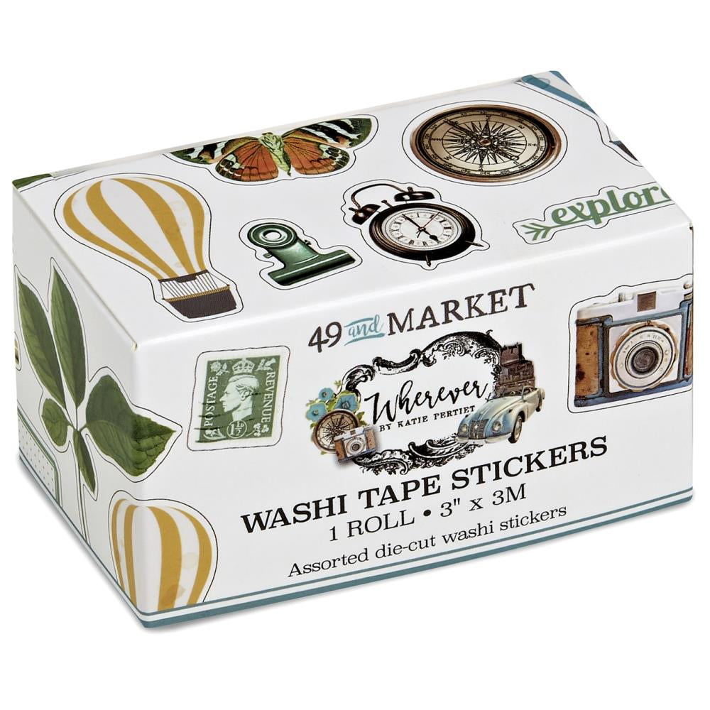 Embellishments: 49 And Market-Washi Tape Sticker Roll-Wherever