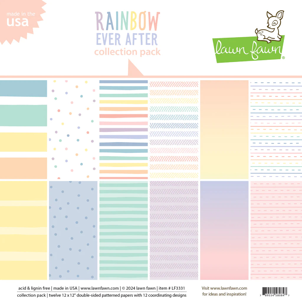 12x12 Patterned Paper: Lawn Fawn-Rainbow Ever After