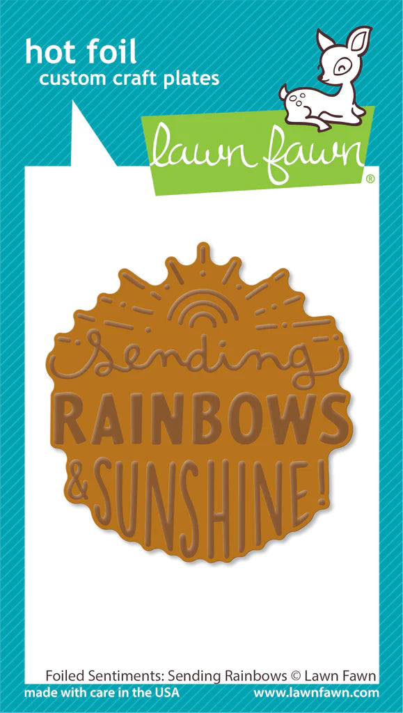 Hot Foil: Lawn Fawn-foiled sentiments: sending rainbows