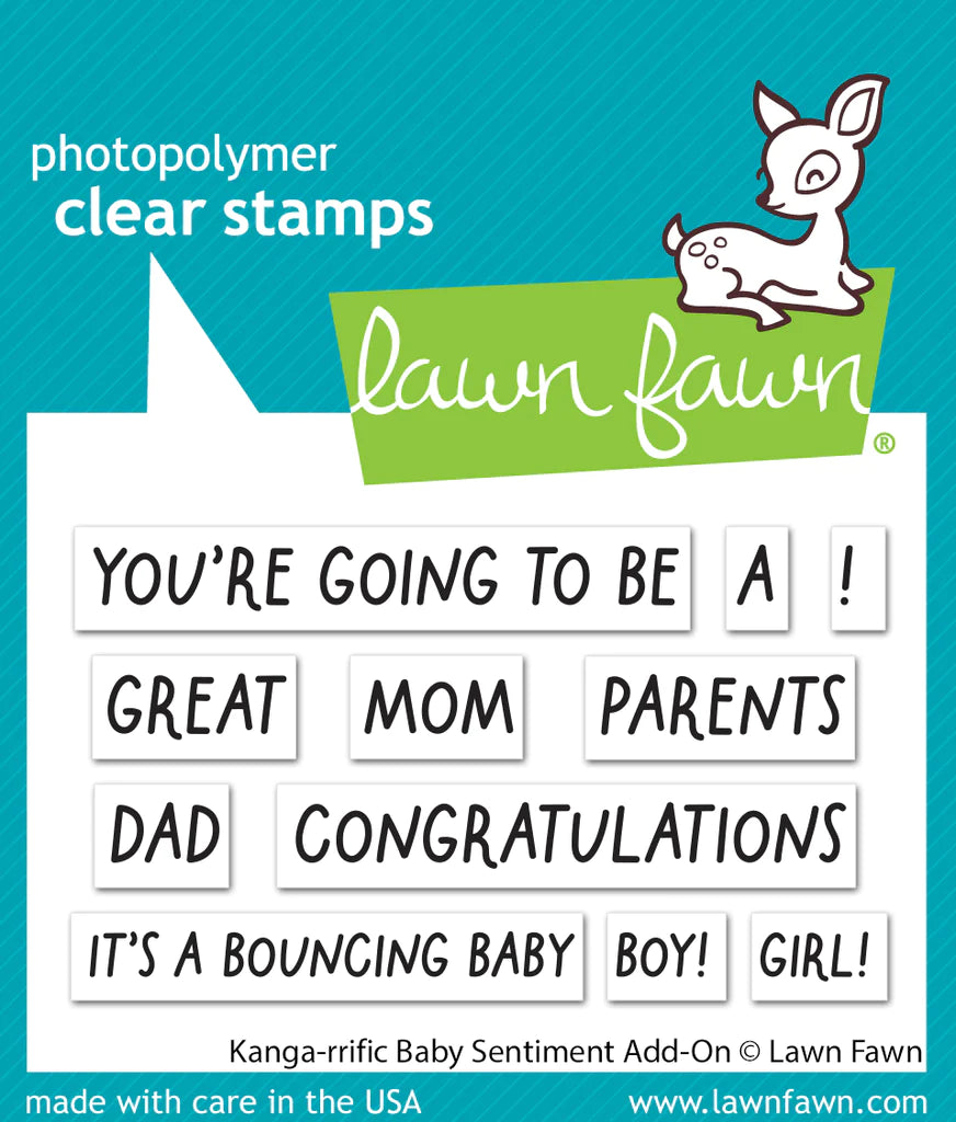 Stamps: Lawn Fawn-Kanga-rrific Baby Sentiment Add-On