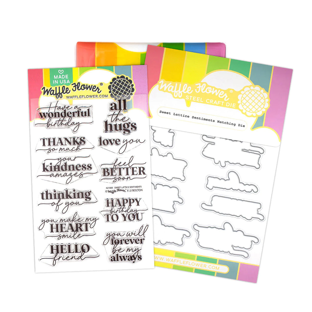 Stamp and Die Combo: Waffle Flower-Sweet Lattice Sentiments Combo