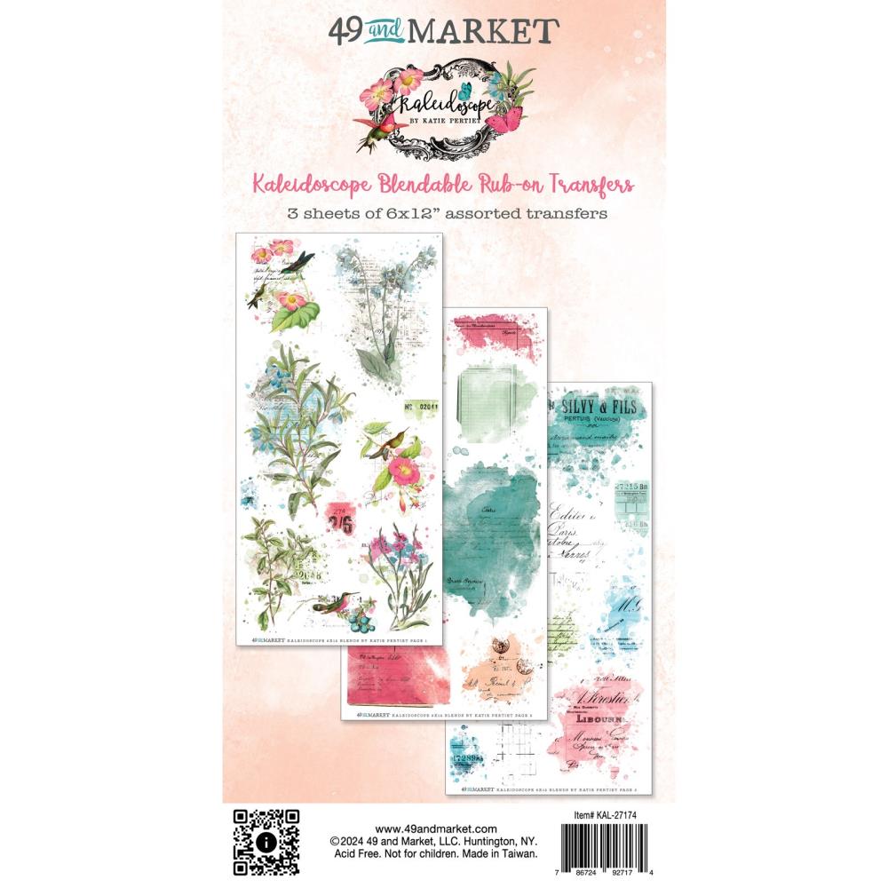 Embellishments: 49 And Market Rub-On Transfer Set-Blendable, Kaleidoscope