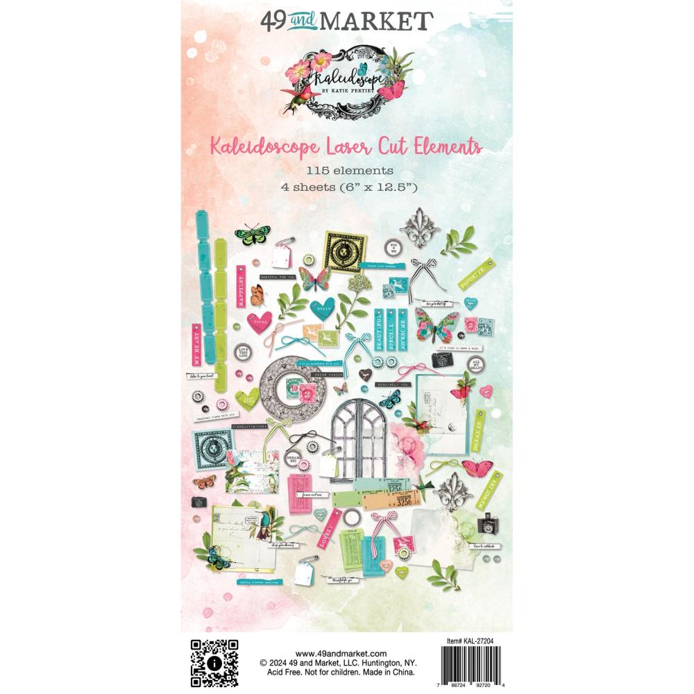 Embellishments: 49 And Market Laser Cut Outs-Elements, Kaleidoscope