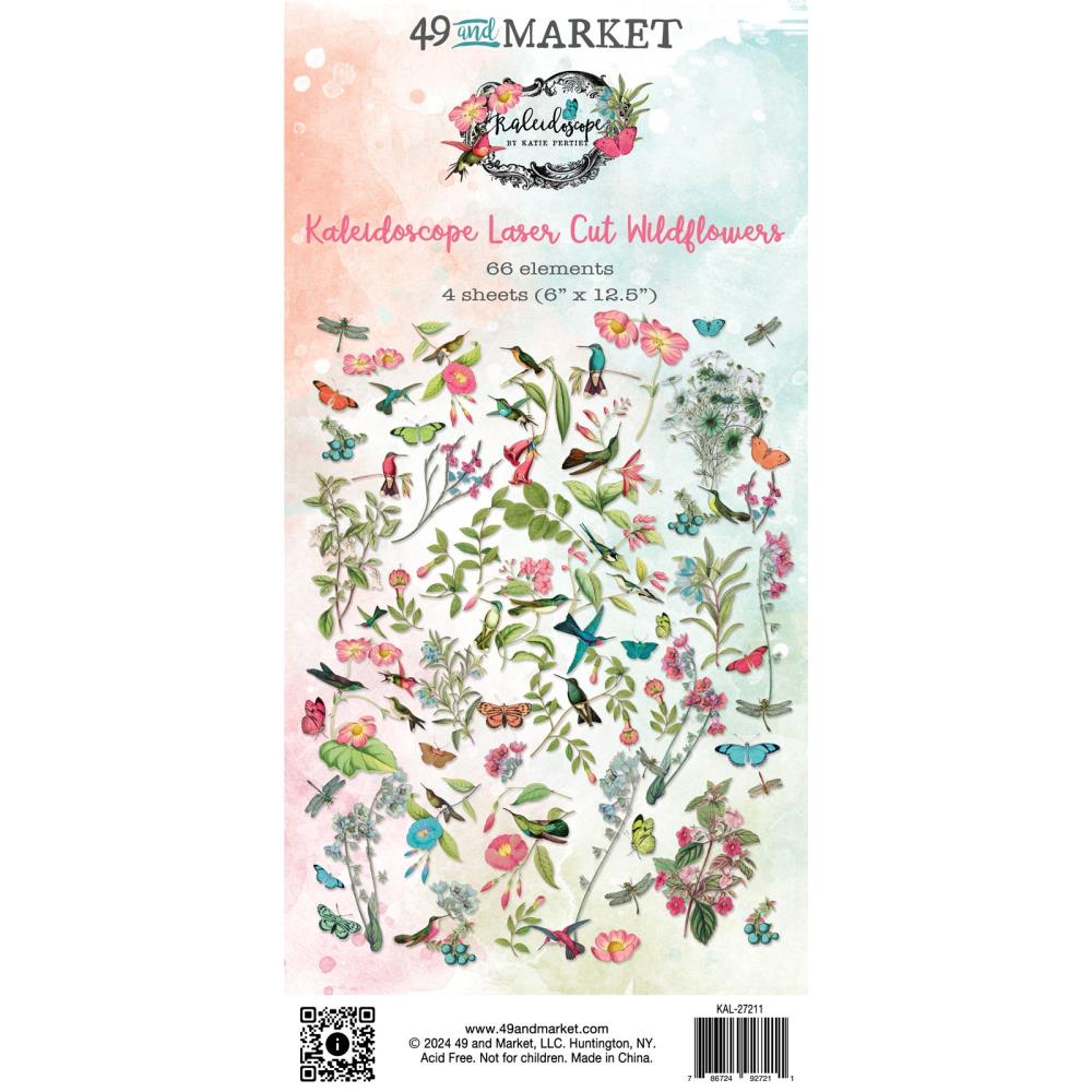 Embellishments: 49 And Market Laser Cut Outs-Wildflower, Kaleidoscope