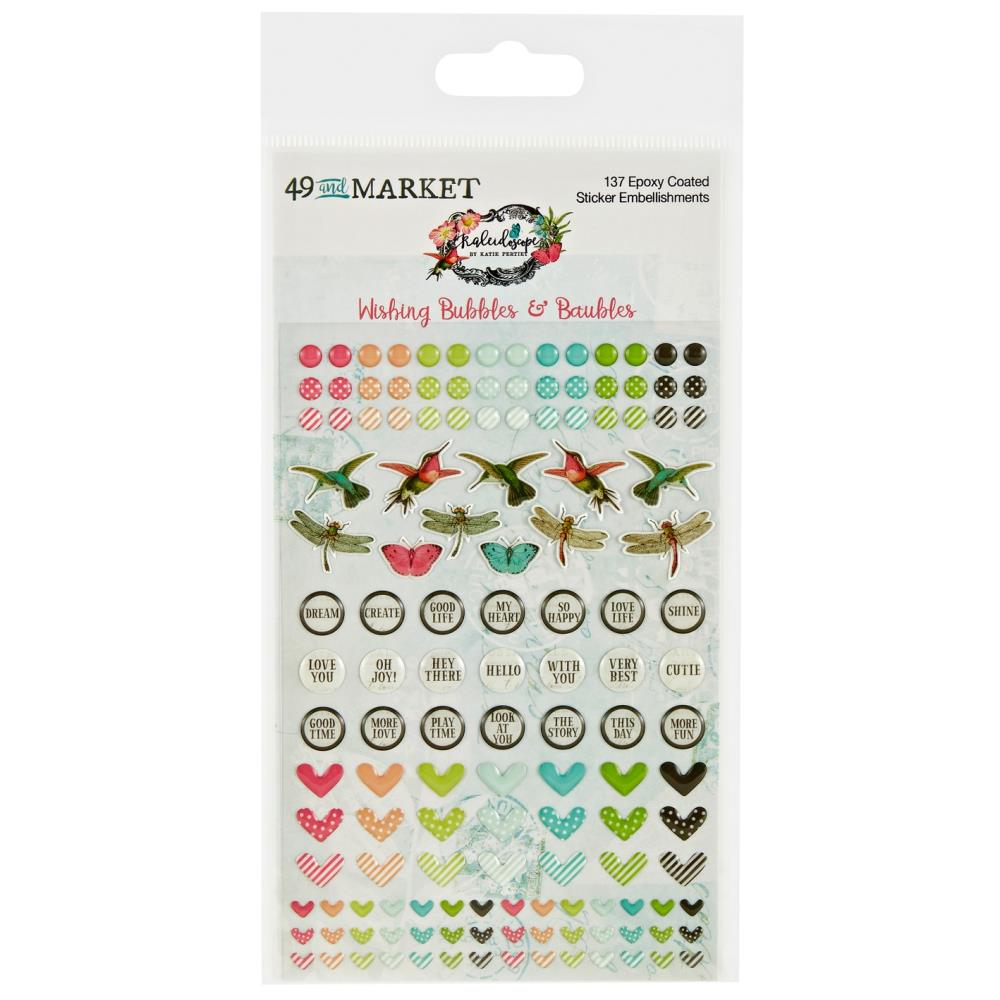 Embellishments: 49 And Market Epoxy Stickers-Wishing Bubble, Kaleidoscope