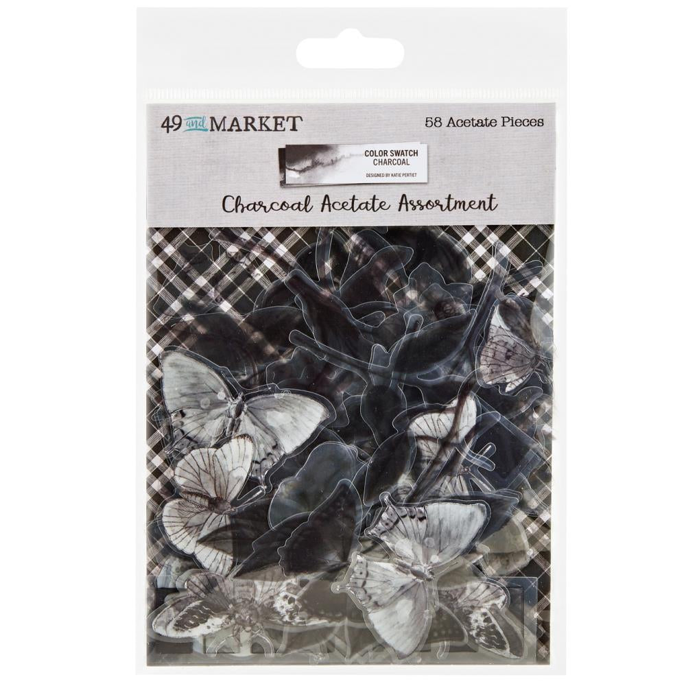 Embellishments: 49 and Market-Color Swatch: Charcoal Acetate Assortment