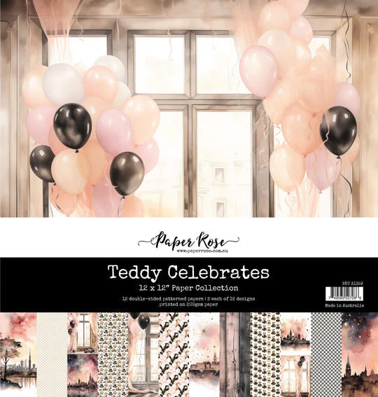 12x12 Paper: Paper Rose-Teddy Celebrates