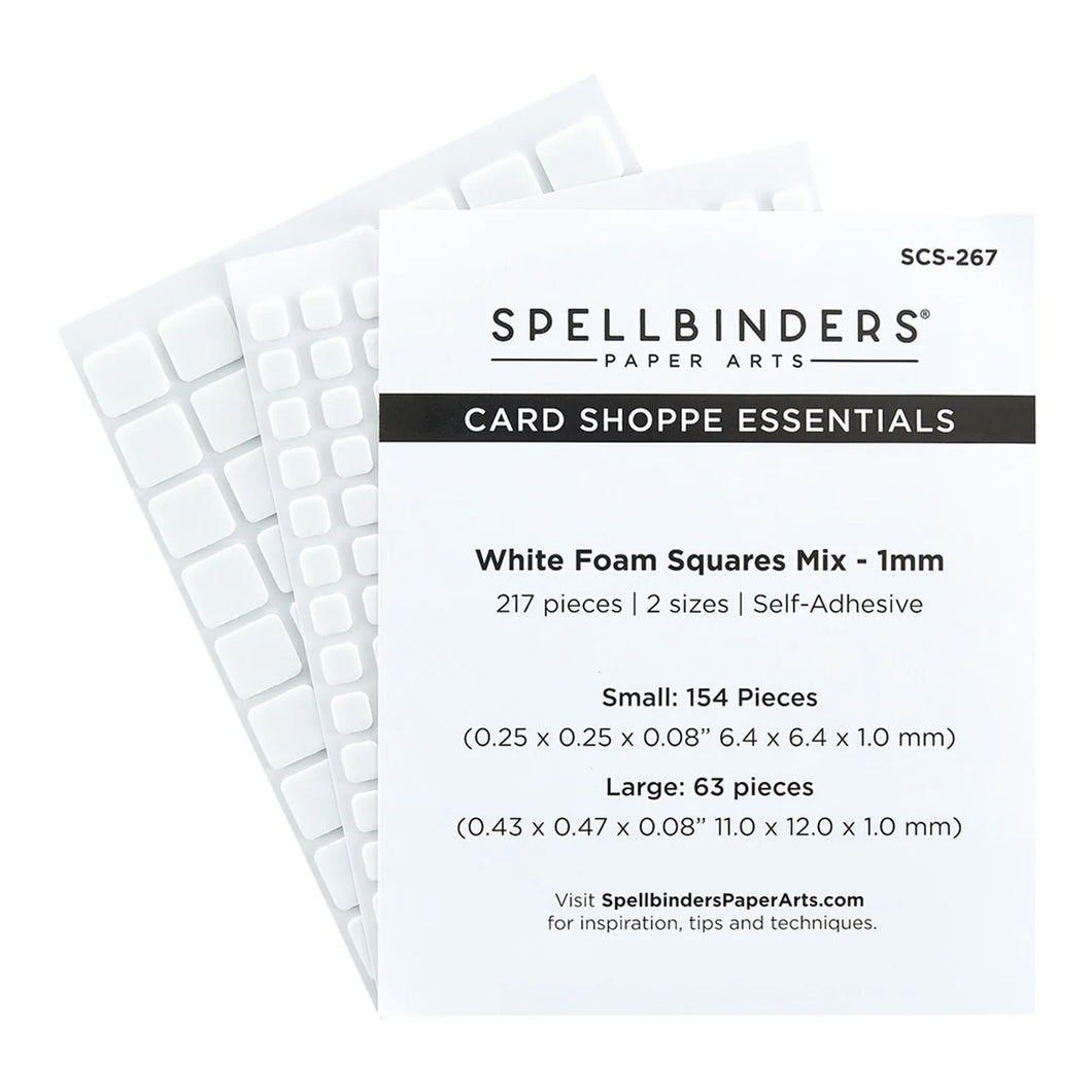 Adhesives: Spellbinders-WHITE FOAM ADHESIVE SQUARES MIX - 1MM