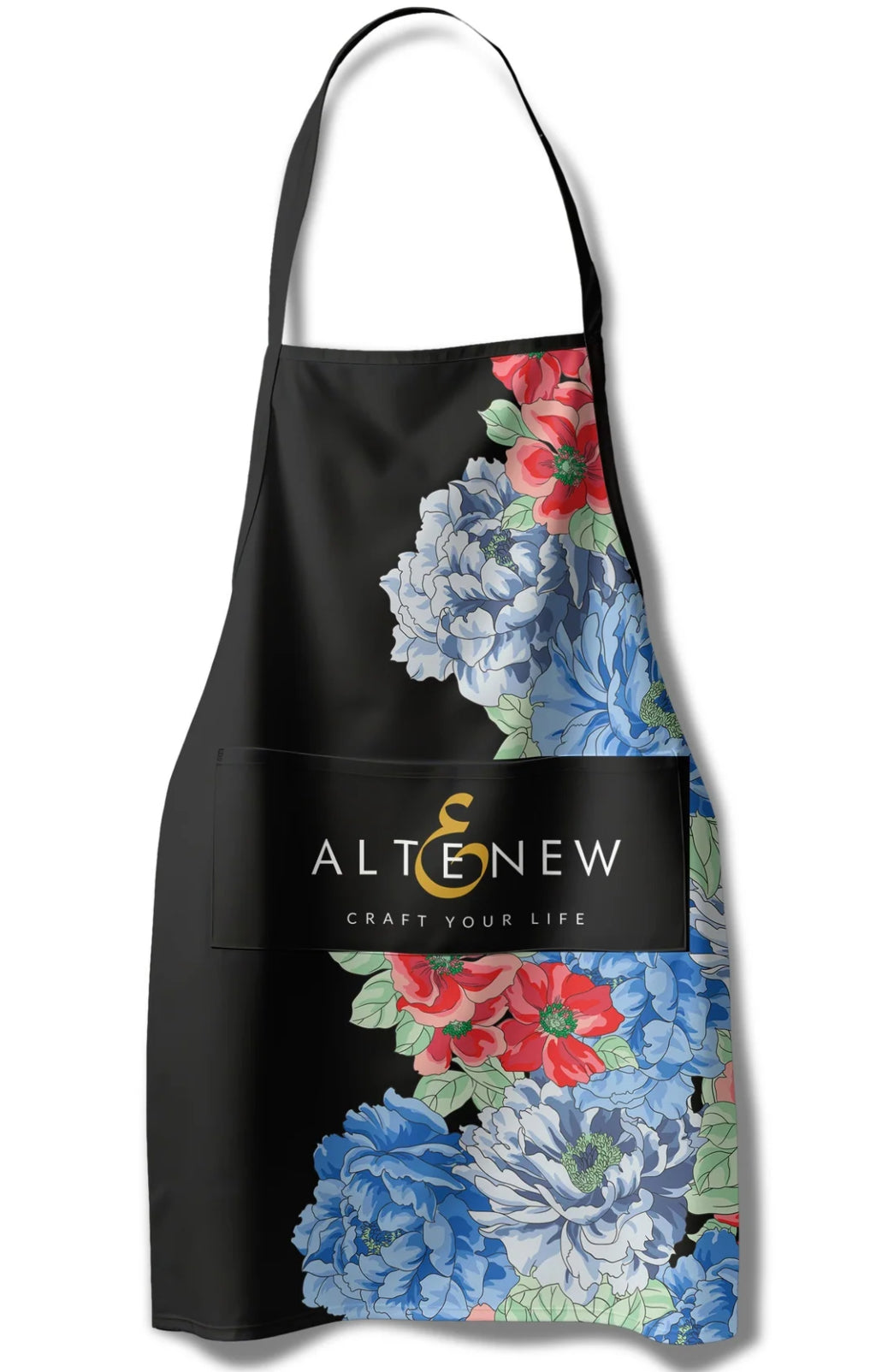 Crafting Tools: Altenew-Artsy Apron: Red & Blue Billowing Peonies - Black