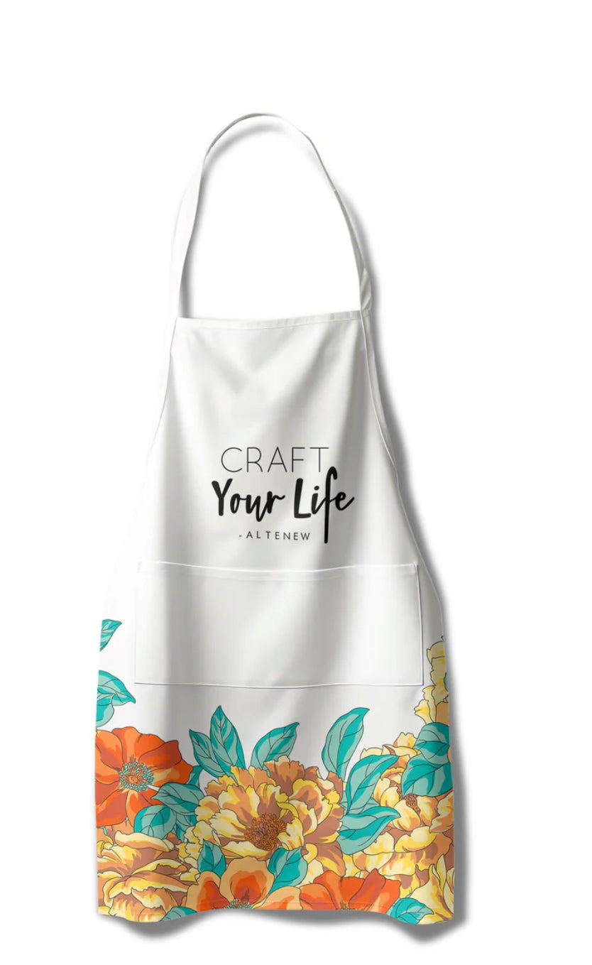 Crafting Tools: Altenew-Artsy Apron: Orange & Yellow Billowing Peonies - White