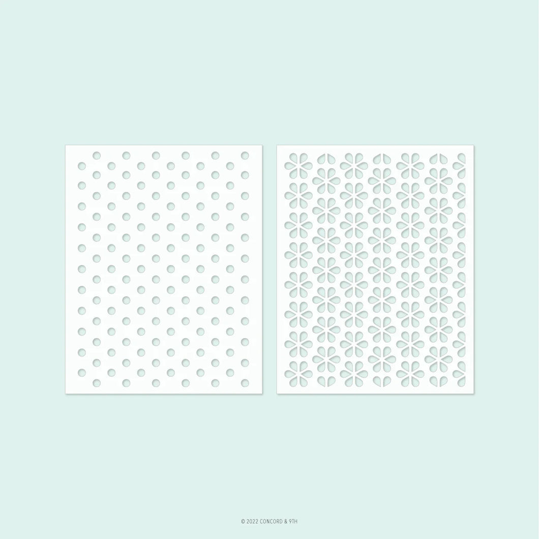 Stencils: Concord & 9th-Dots & Blossoms Stencil Pack