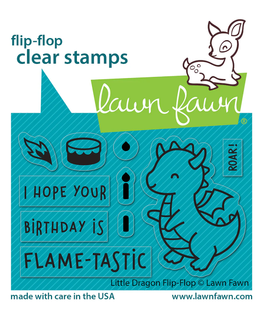 Stamps: Lawn Fawn-  Little Dragon Flip Flop