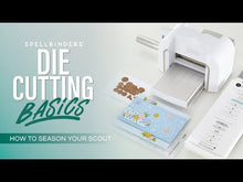 Load and play video in Gallery viewer, Crafting Tools: Spellbinders-WHITE PLATINUM SCOUT DIE CUTTING &amp; EMBOSSING MACHINE - 3.5" PLATFORM
