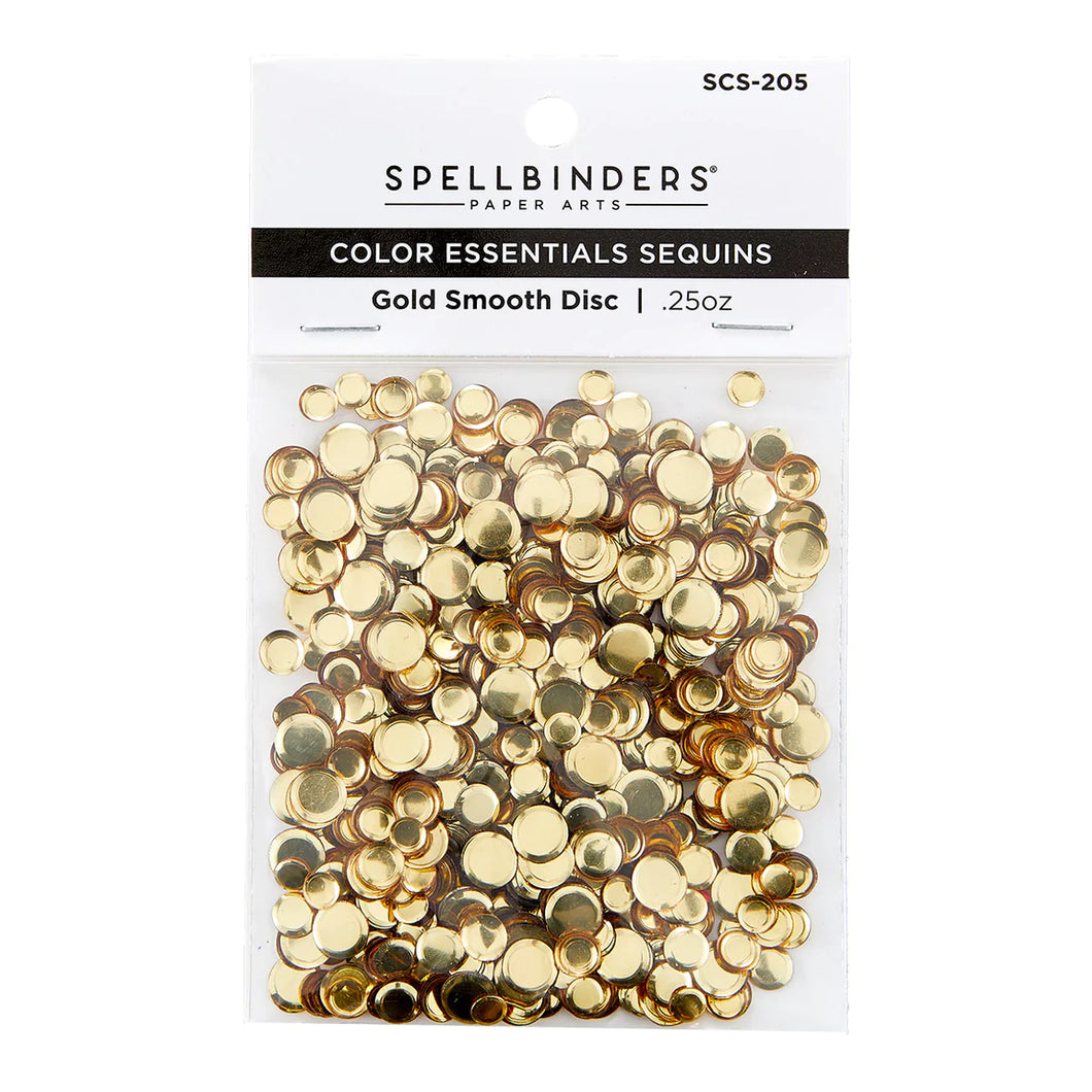Embellishments: Spellbinders-Color Essential Sequins-Gold Smooth Disc