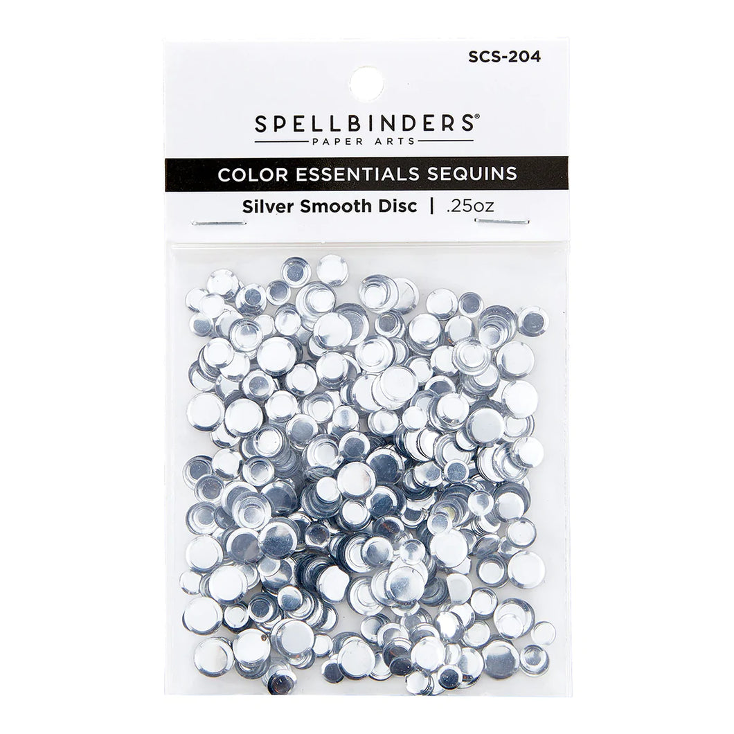 Embellishments: Spellbinders-Color Essentials Sequins-Silver Smooth Disc