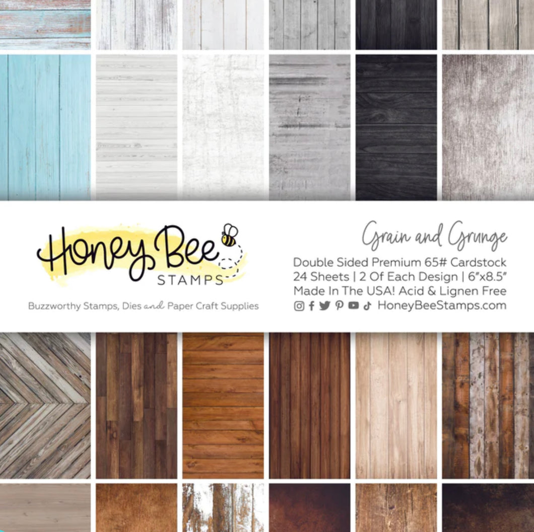 Specialty Paper: Honey Bee Stamps-Grain & Grunge Paper Pad 6x8.5 - 24 Double Sided Sheets