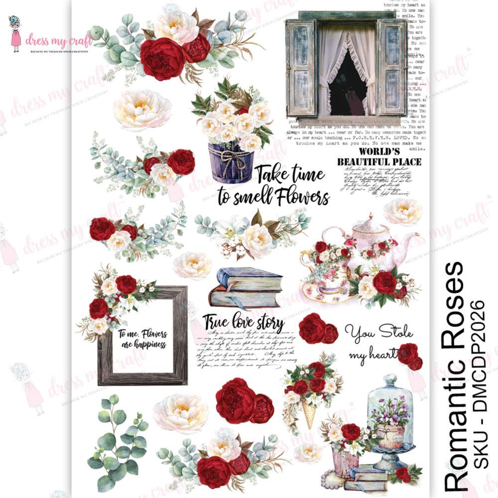 Dress My Craft Transfer Me Sheet A4-Romantic Roses