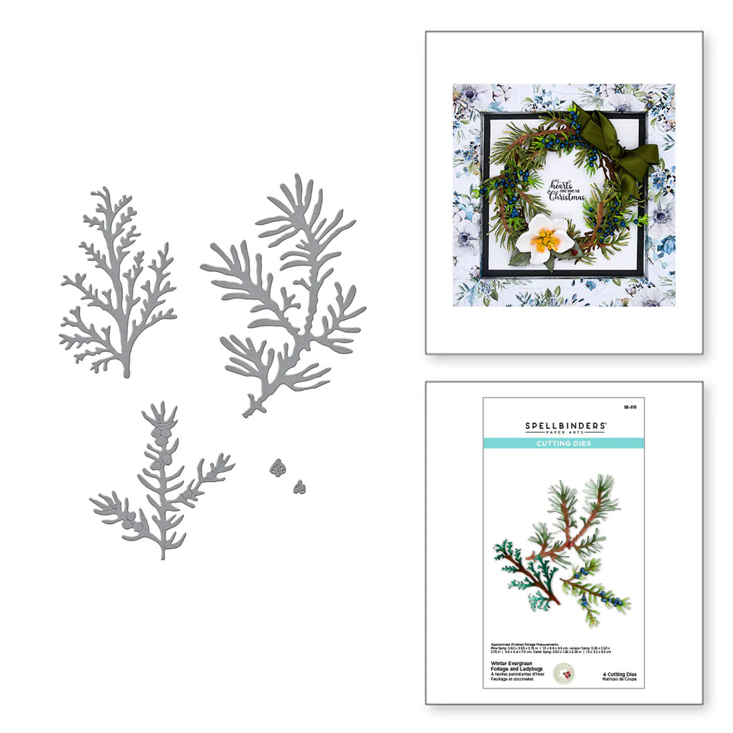 Dies: Spellbinders-WINTER EVERGREEN FOLIAGE AND LADYBUGS ETCHED DIES FROM THE WINTER GARDEN COLLECTION BY SUSAN TIERNEY-COCKBURN