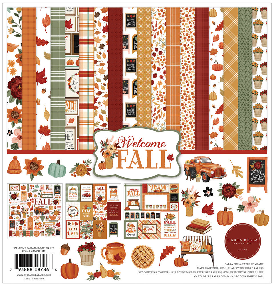 12x12 Paper: Carta Bella-Welcome Fall Collection Kit