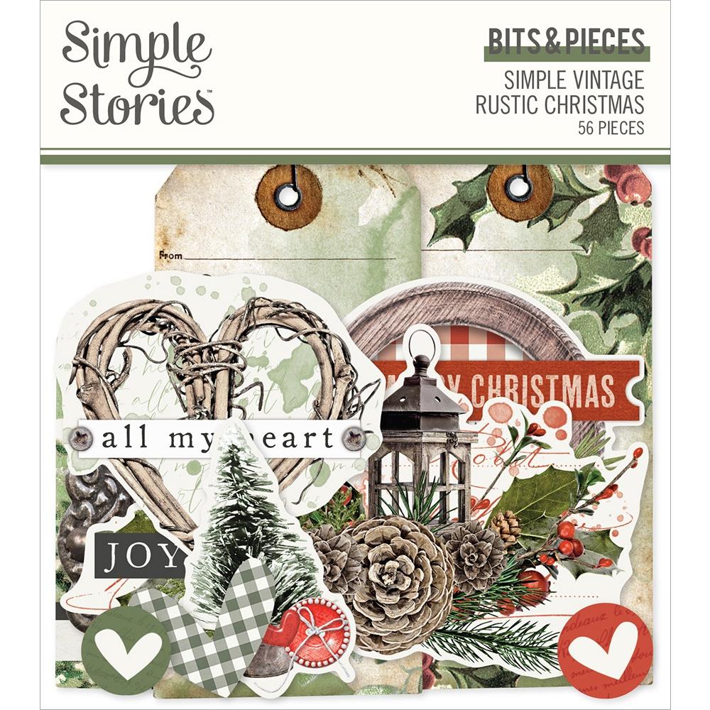 Embellishments: Simple Stories-Simple Vintage Rustic Christmas Bits & Pieces-56 pieces