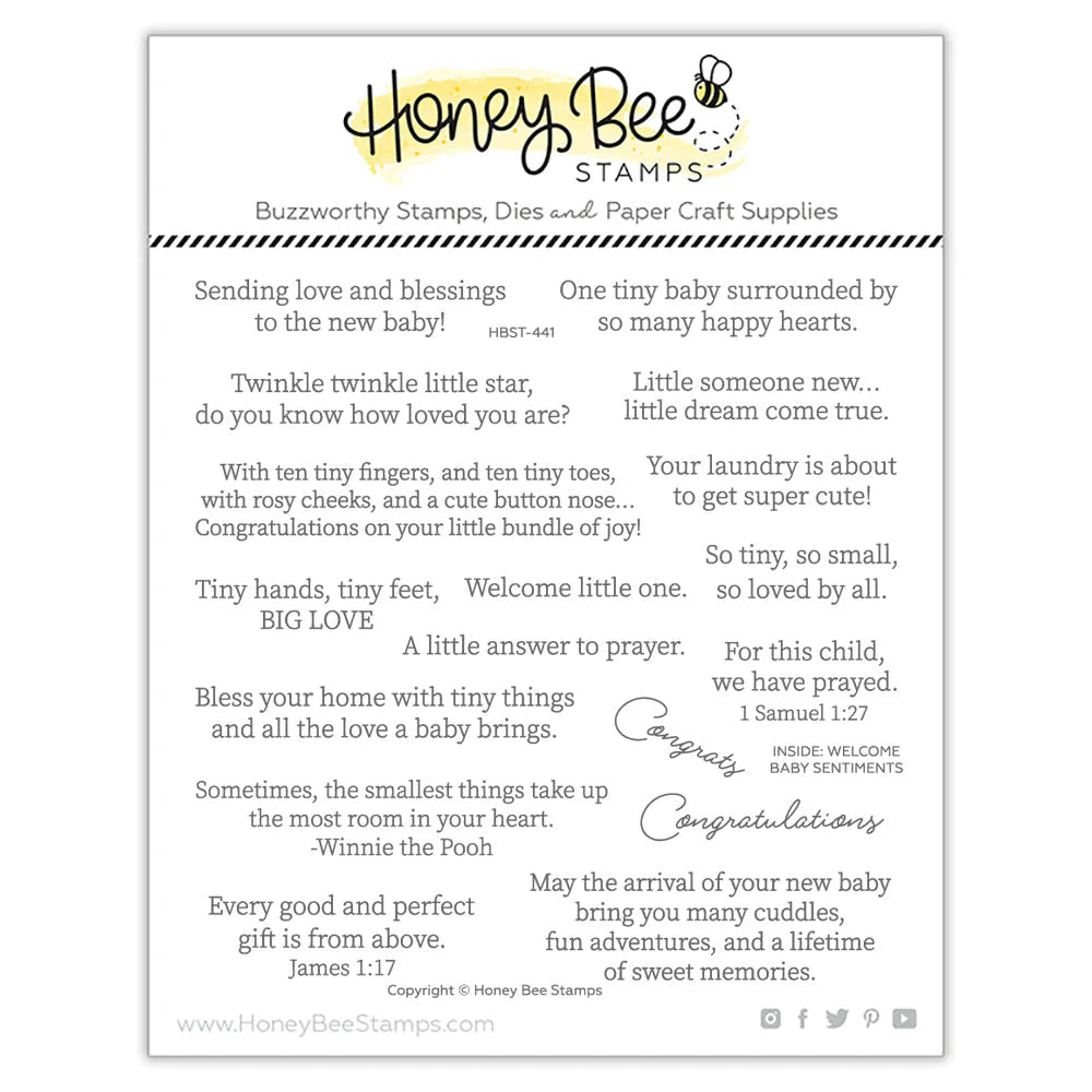 Stamps: Honey Bee Stamps-Inside: Welcome Baby Sentiments