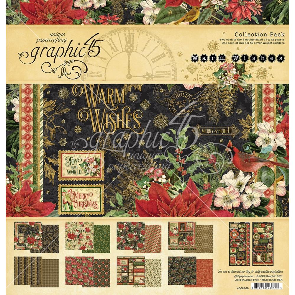 12x12 Paper: Graphic 45 Collection Pack-Warm Wishes