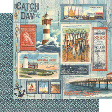 Load image into Gallery viewer, 8x8 Paper: Graphic 45 Double-Sided Paper Pad 8&quot;X8&quot; 24/Pkg-Graphic 45-Catch Of The Day Papercrafting Paper
