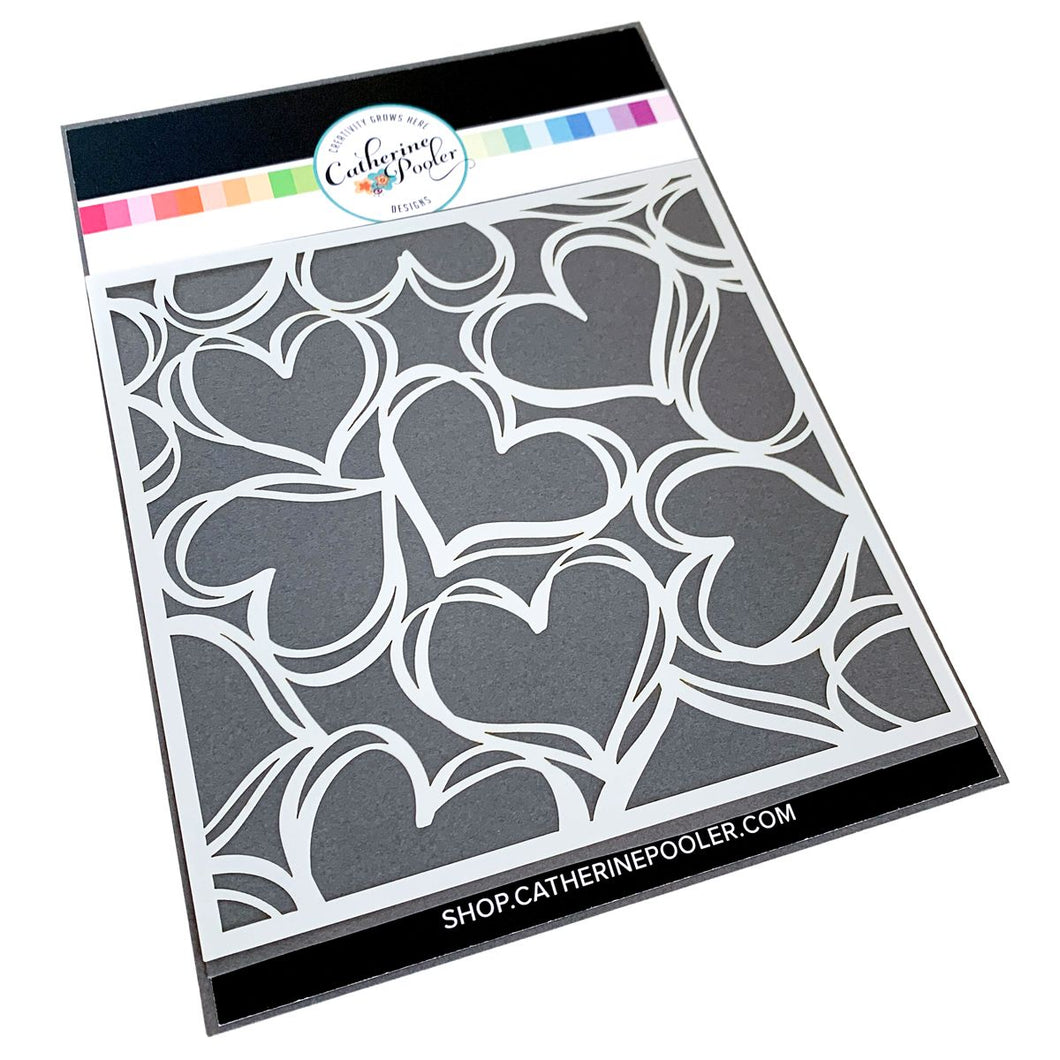 Stencils: Catherine Pooler-Scribbled Hearts Stencil