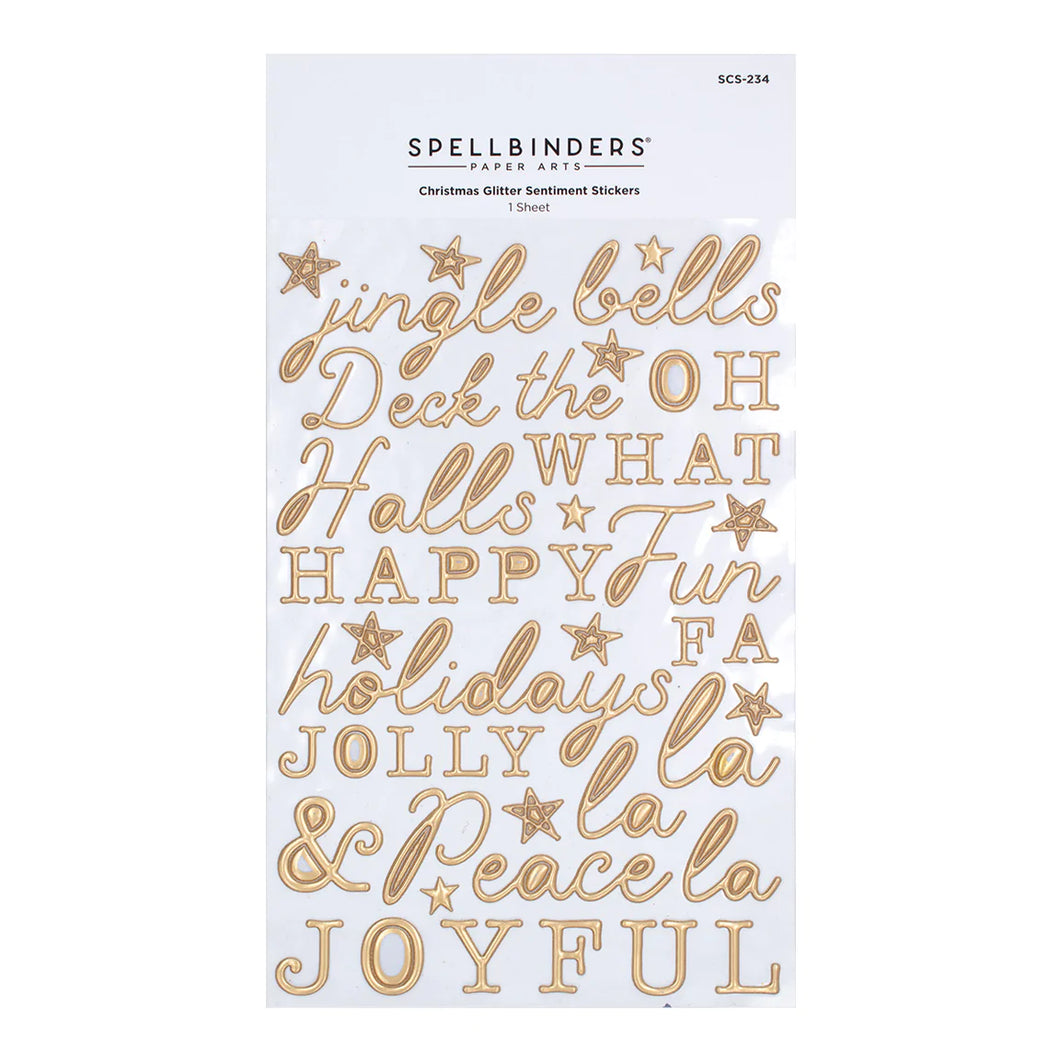 Embellishments: Spellbinders-Christmas Glitter Sentiment Stickers
