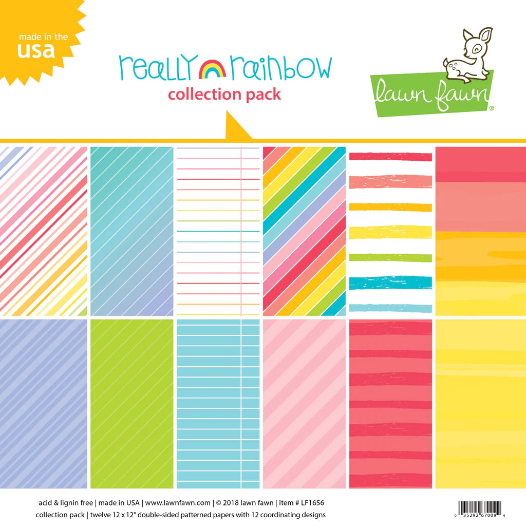 12x12 Paper: Lawn Fawn-Really Rainbow Collection Pack
