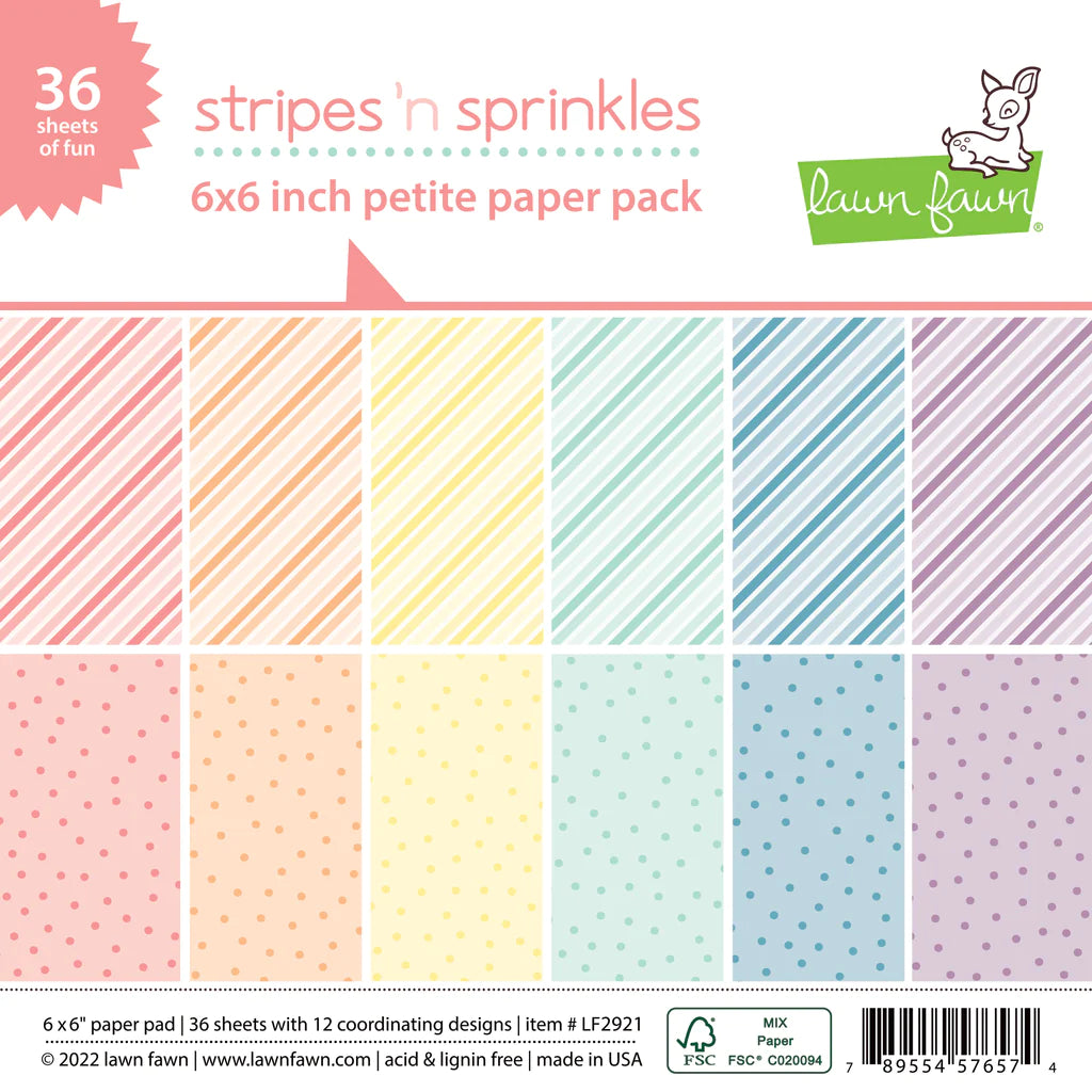 6x6 Paper: Lawn Fawn-Stripes ‘N Sprinkles