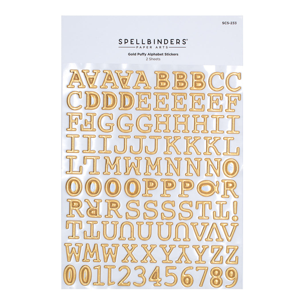 Embellishments: Spellbinders-Gold Puffy Alphabet Stickers