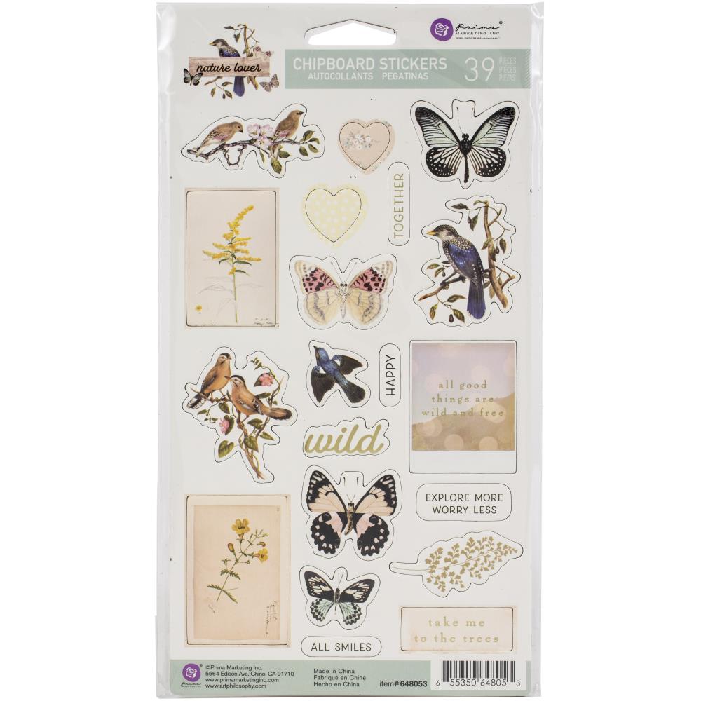 Embellishments: Nature Lover Chipboard Stickers 39/Pkg