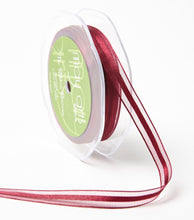 Load image into Gallery viewer, Ribbon: Purple Pinky Promises-3/8 Inch Sheer Satin Center Ribbon-Burgandy

