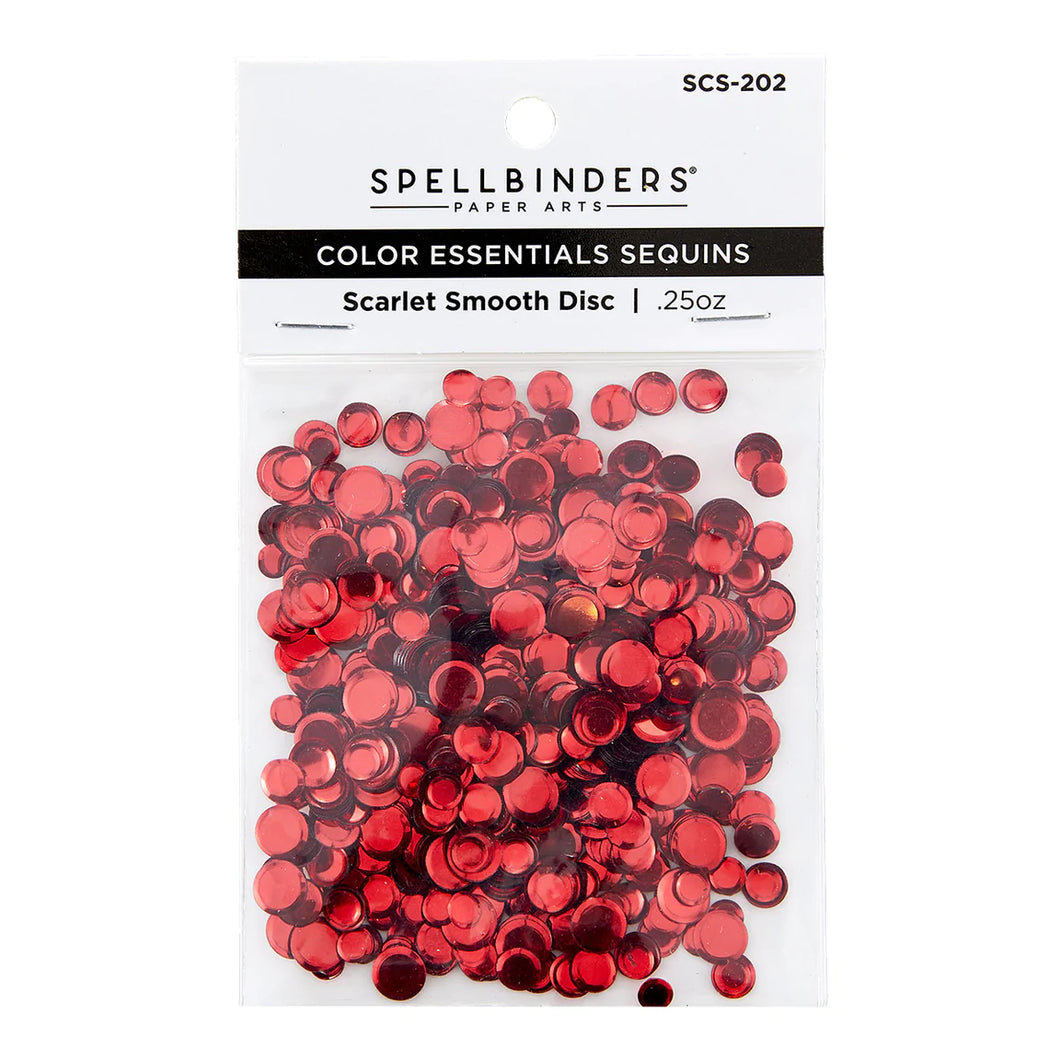 Embellishments: Spellbinders-Color Essentials Sequins-Scarlet Smooth Disc