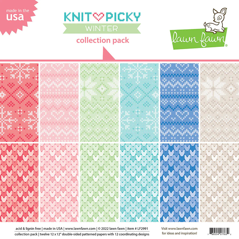 12x12 Paper: Lawn Fawn-Knit Picky Winter Collection Pack