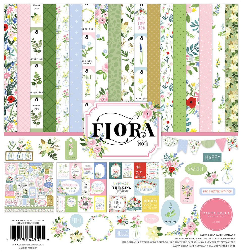12x12 Paper: Carta Bella Collection Kit-Flora No. 4