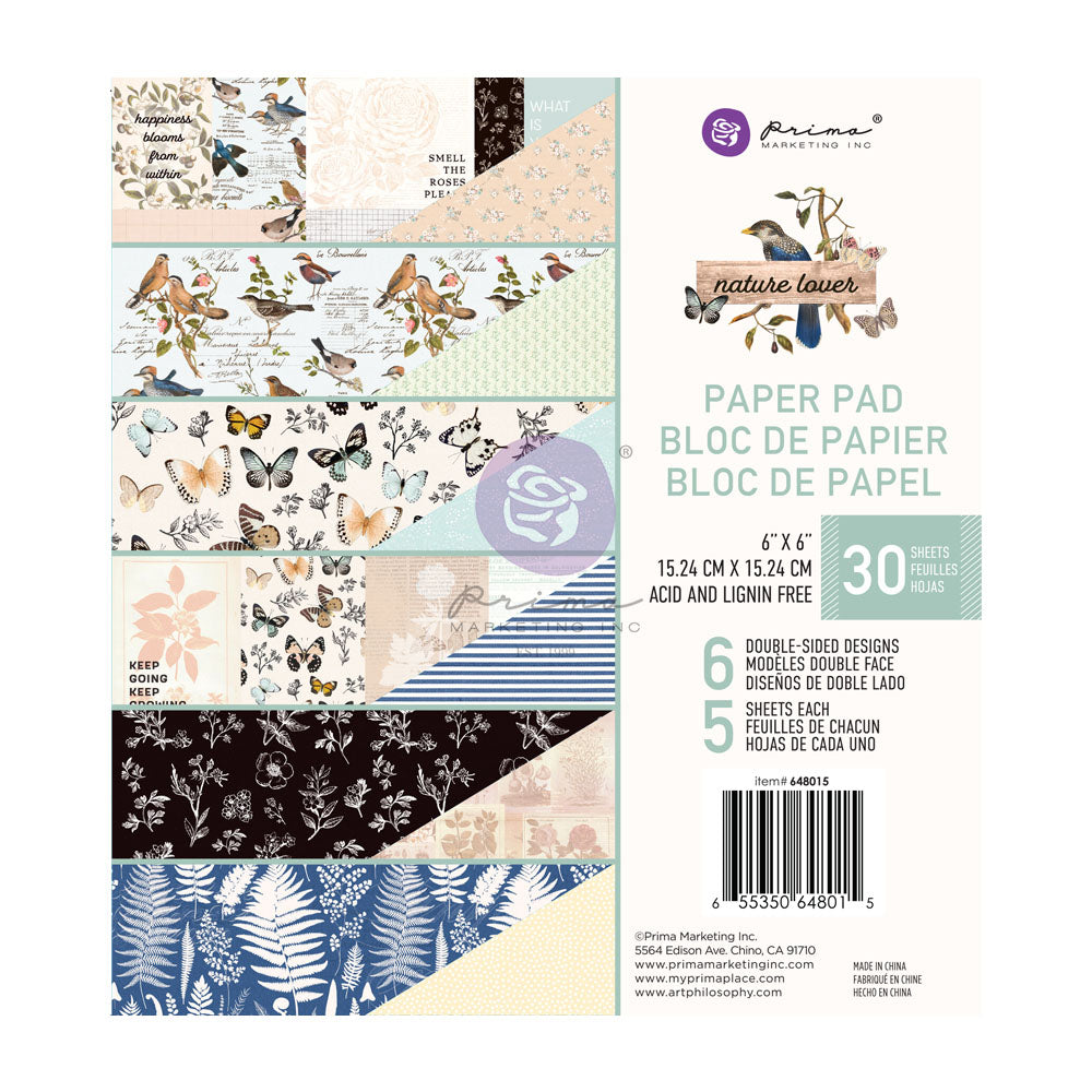 6x6 Paper: Prima Marketing NATURE LOVER COLLECTION 6×6 PAPER PAD – 30 SHEETS