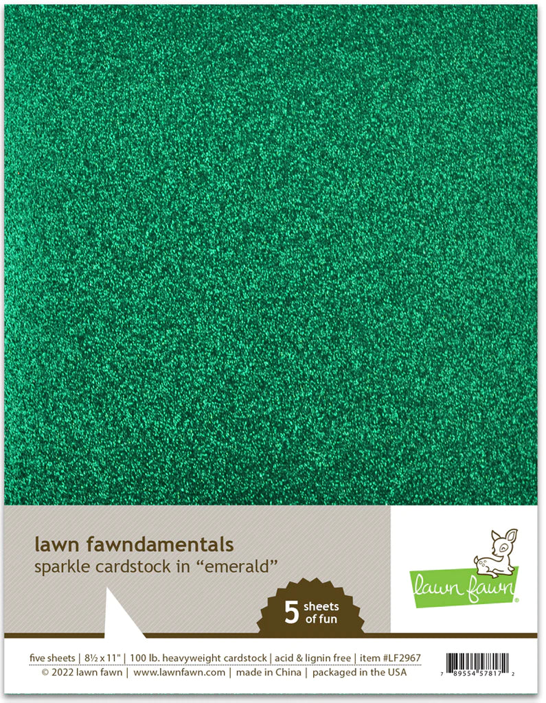 Specialty Paper: Lawn Fawn Sparkle Cardstock-Emerald