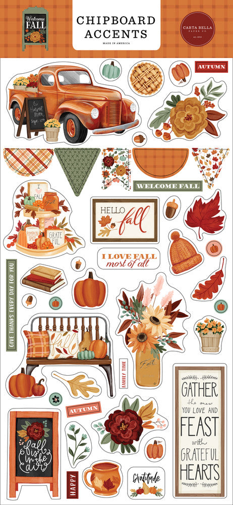 Embellishments: Carta Bella-Chipboard Accents-Welcome Fall