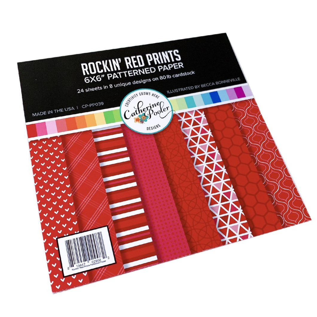 6x6 Paper: Catherine Pooler Designs-Rockin’Red Prints Patterned Paper