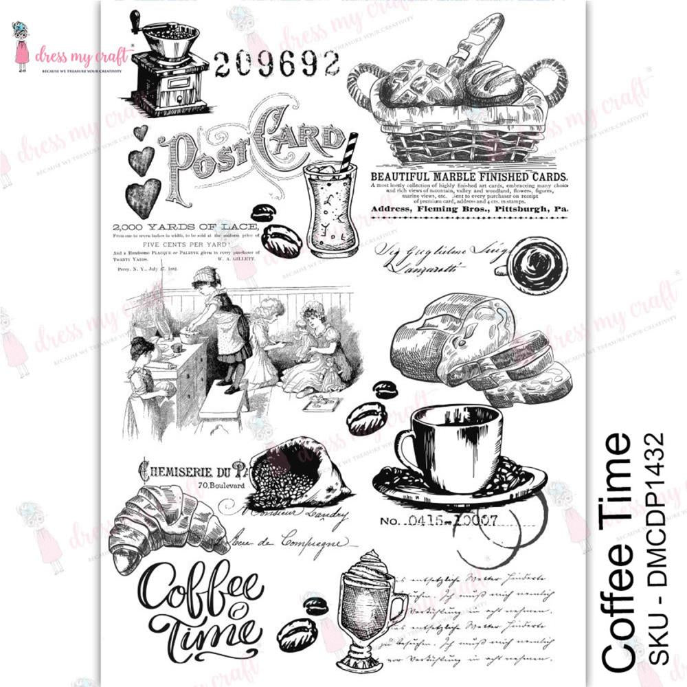 Dress My Craft Transfer Me Sheet A4-Coffee Time