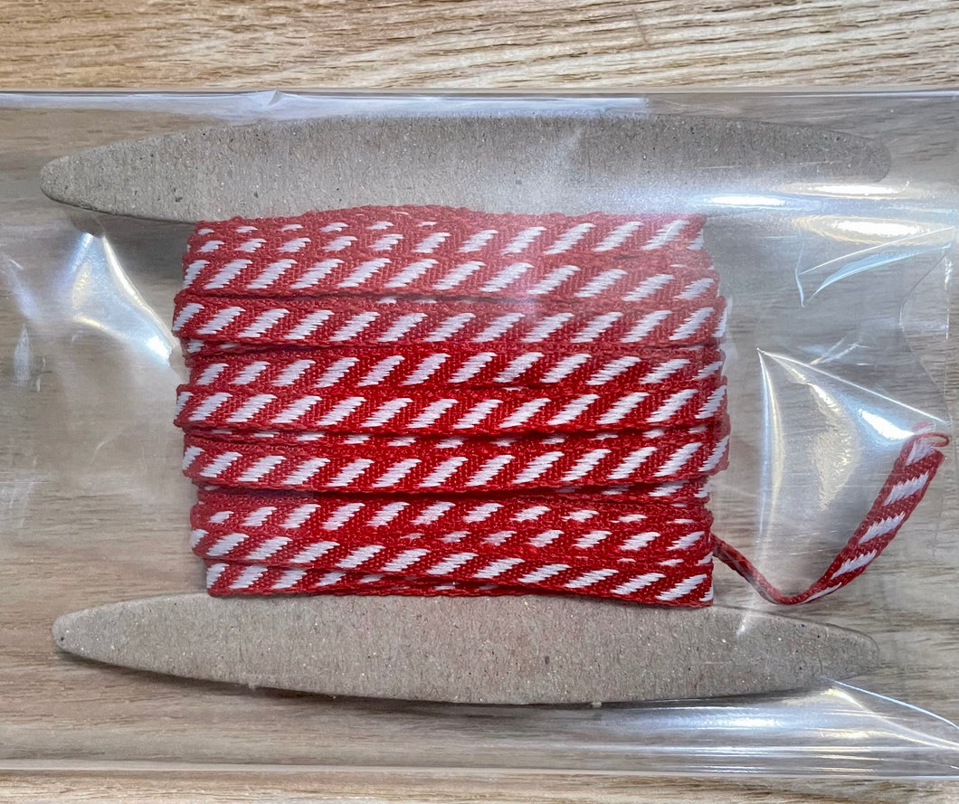 Ribbon: Purple Pinky Promises-1/8 Inch Mini Diagonal Stripes Ribbon with Woven Edge-Red