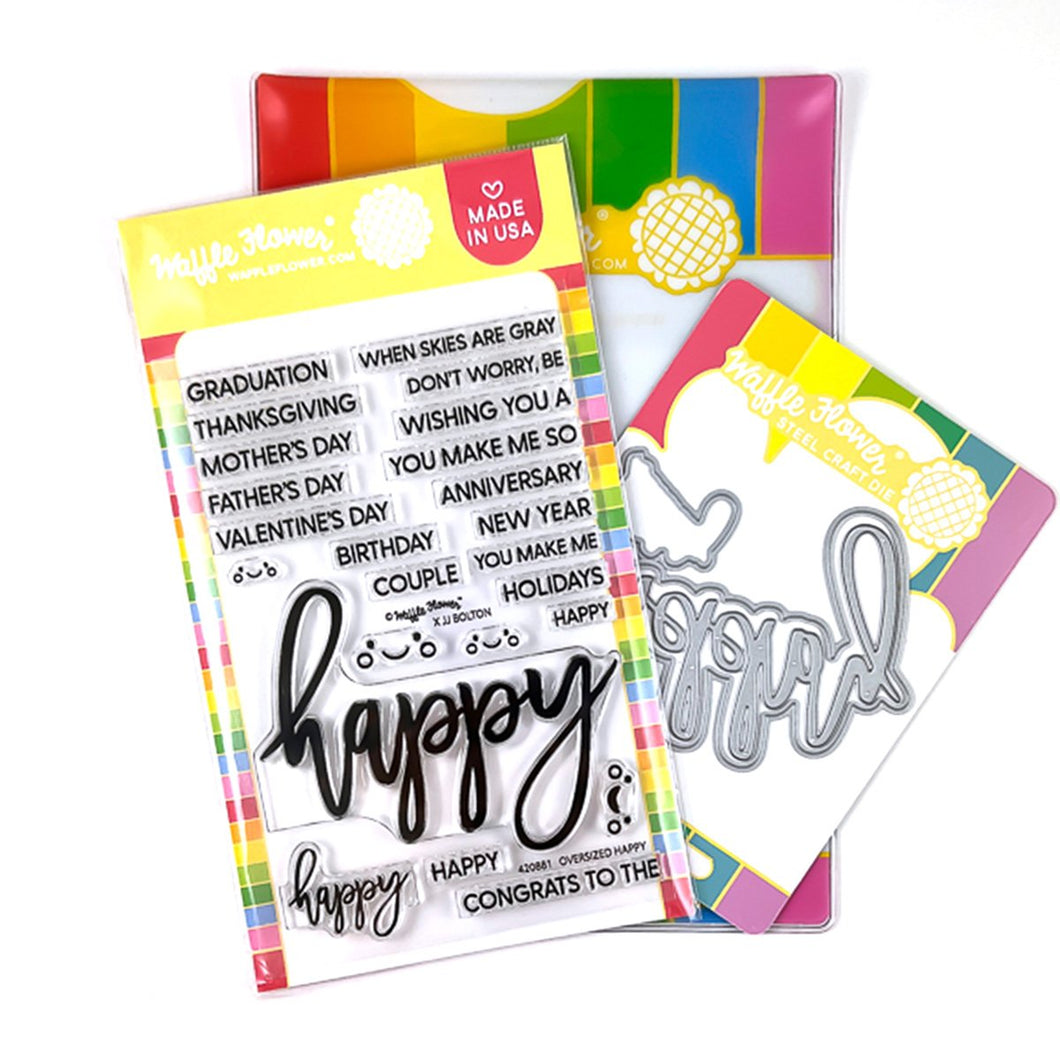 Stamp and Die Combo: Waffle Flower-Oversized Happy