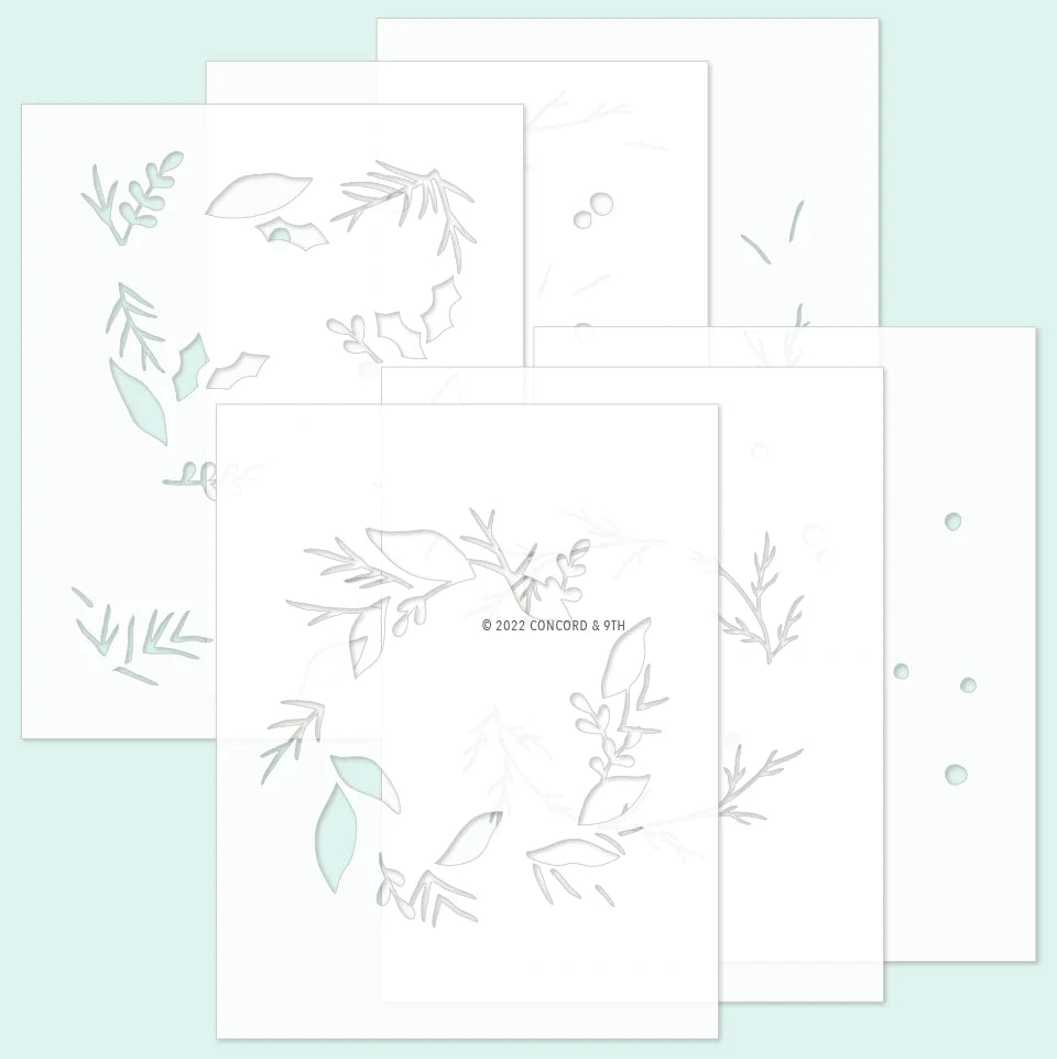 Stencils: Concord & 9th-Boughs & Holly Stencil Pack
