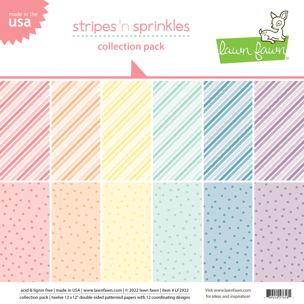 12x12 Paper: Lawn Fawn-Stripes ‘N Sprinkles