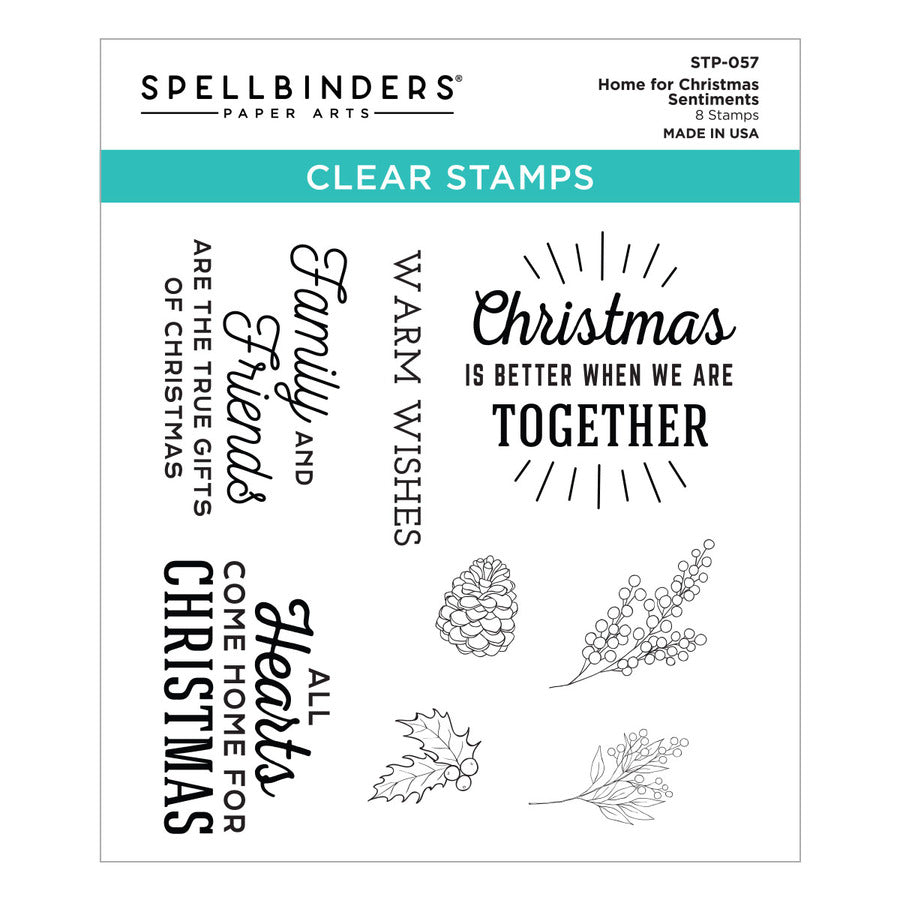 Stamps: Spellbinders-Home for Christmas Sentiments Clear Stamp